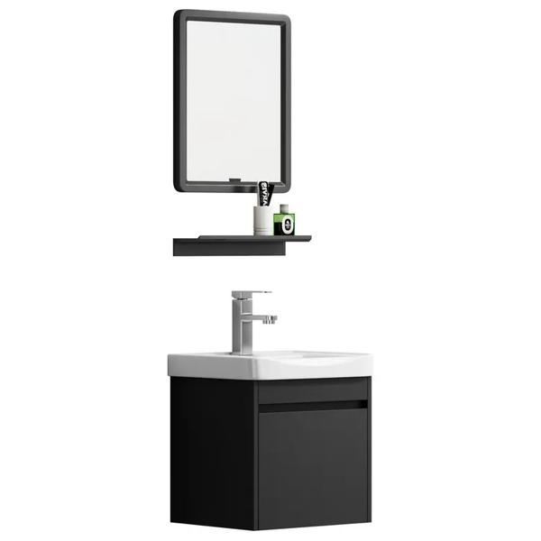 Combo Mueble de Baño, Espejo y Repisa Raymond Negro 42x36x43 cm