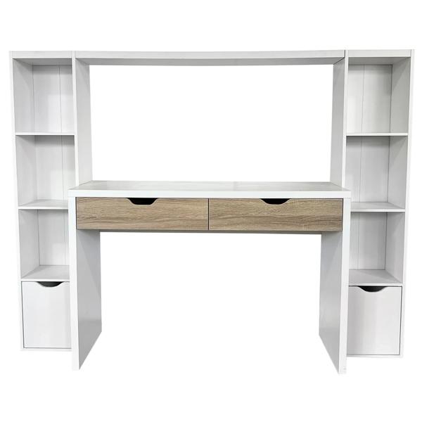 Centro trabajo 2 personas Reine blanco/natural 140x180x45 cm