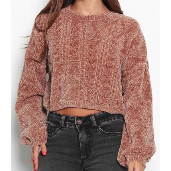 Sweater Chenille Manga Larga Escote Redondo