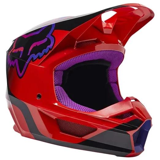 Casco Moto Niño V1 Venz Rojo/Morado Fox