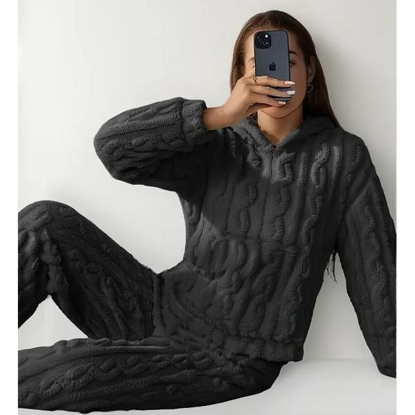 Pijama Conjunto Invierno Mujer Peludo Suave Trenzado