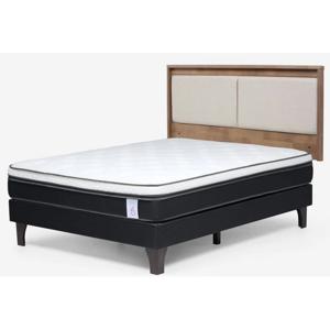Cama Europea New Style 6 2 Plazas Base Normal + Respaldo Paul