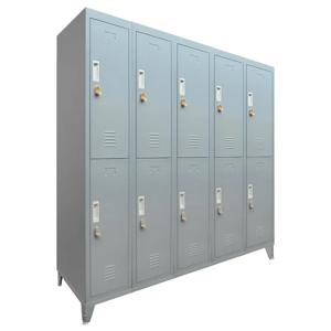 Locker con Portacandado 10 Puertas 10 Repisas 50x166x137 cm Gris