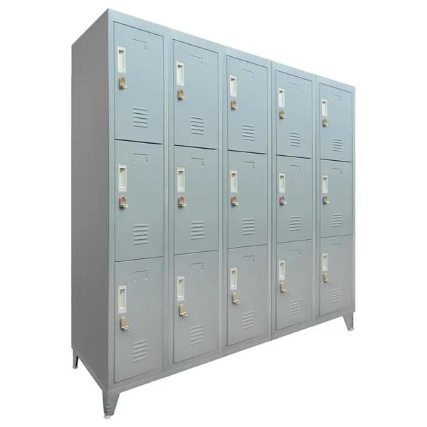 Locker con Portacandado 15 Puertas 50x166x137 cm Gris