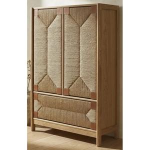 Vitrina rattan madera 80x32x120 cm