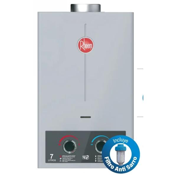 Calefon Gas Licuado 7 Litros Tiro Natural Ionizado + Filtro Antisarro