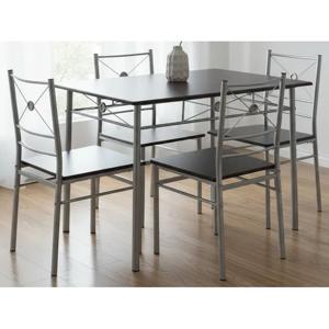 Juego de Comedor Tubo 4 Sillas Mesa Rectangular 70x76x110 cm Wengue