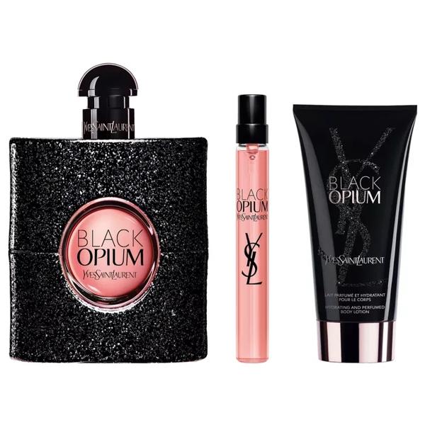 Set Perfume Black Opium EDP Mujer 90ml + 10ml + Body Lotion 50ml Yves Saint Laurent