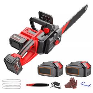 Motosierra Eléctrica Inalámbrica Recargable +2 Baterías 16''