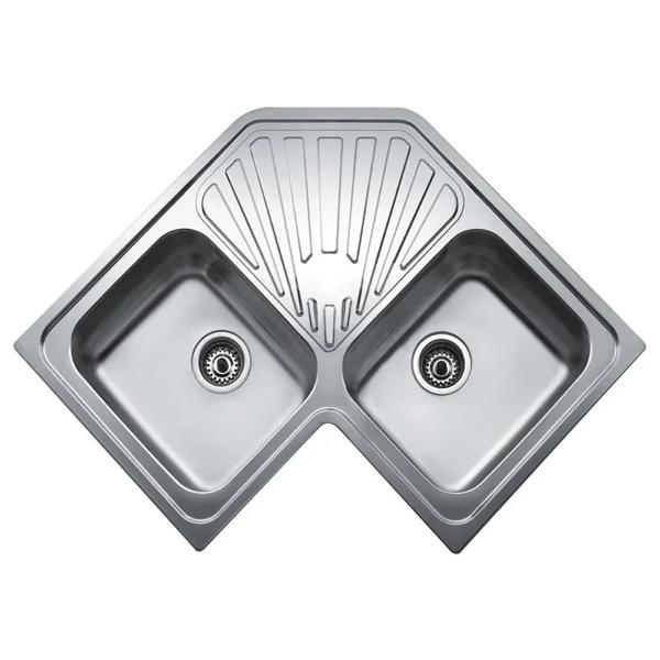 Lavaplatos Empotrado 2 Cubetas 83x22x50 cm Acero inoxidable