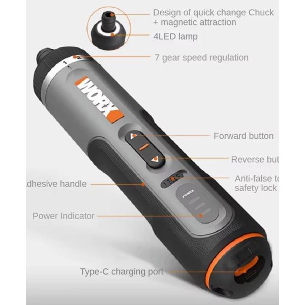 Worx WX240 - Mini Destornillador Eléctrico 4V