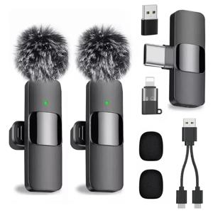 Micrófono De Solapa Inalámbrico Para iPhone, PC Y Android