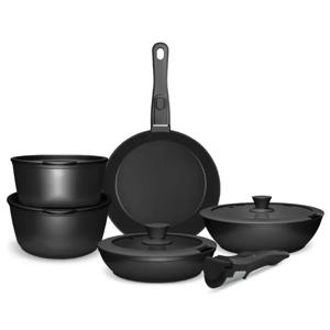 Batería de Cocina 11 Piezas Aluminio Forjado Snap On Black