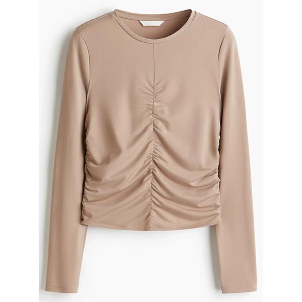 Top drapeado de manga larga