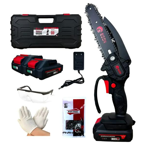 Motosierra Eléctrica Inalámbrica con 2 Baterías y Accesorios