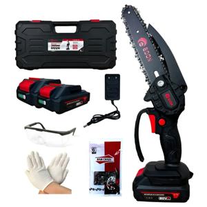 Motosierra Eléctrica Inalámbrica con 2 Baterías y Accesorios