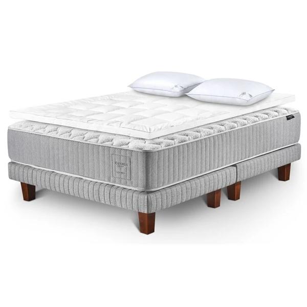 Cama Europea Hybrid Cotton Súper King Base Dividida + Topper + Almohada Down Alternative