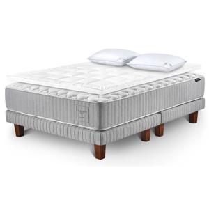 Cama Europea Hybrid Cotton Súper King Base Dividida + Topper + Almohada Down Alternative