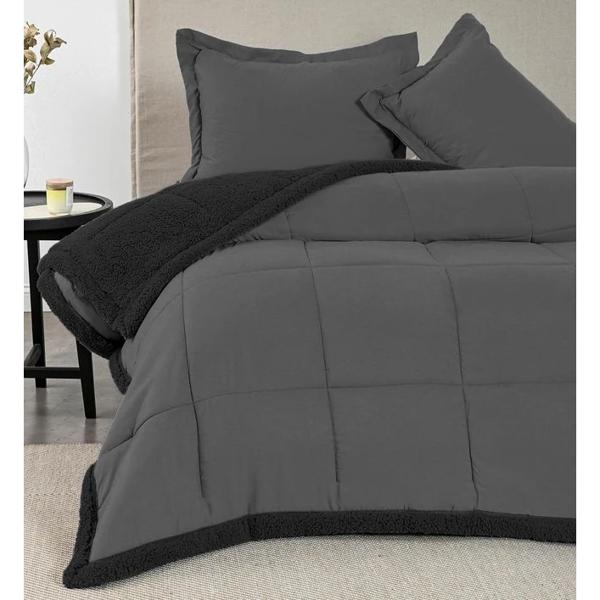 Plumón Sherpa 2 Plazas Liso Gris Cannon American Family