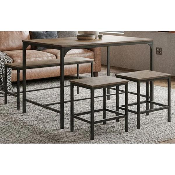 Juego de Comedor Amana 4 Sillas Mesa Rectangular 70x75x110 cm Negro
