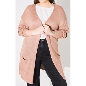 Chaleco Cárdigan Metalizado con Bolsillos Talla Curvy