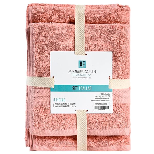 Set 4 toallas Rosado