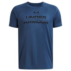 UA Tech Split Wordmark Polera Manga Corta azul para niño