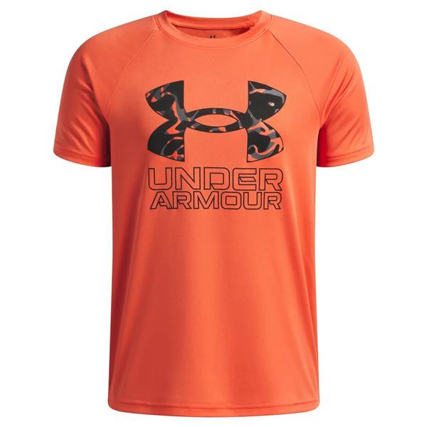 UA Tech Hybrid Print Polera Manga Corta rojo para niño