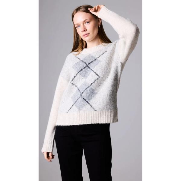 Sweater Jacquard Rombos de Hombros Ligeramente Caídos