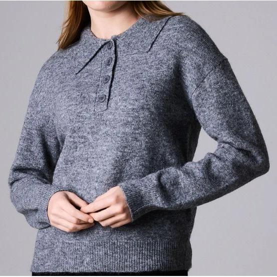 Sweater Rayado Estilo Polo con Botones Frontales