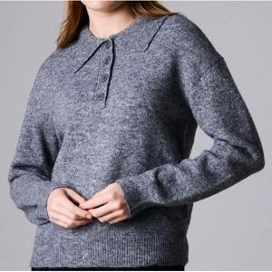 Sweater Rayado Estilo Polo con Botones Frontales