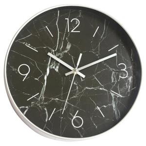 Reloj 30 cm pared negro/plateado Ronda