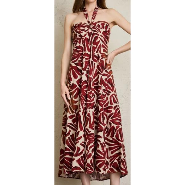 Vestido Amarrado al Cuello Full Estampado