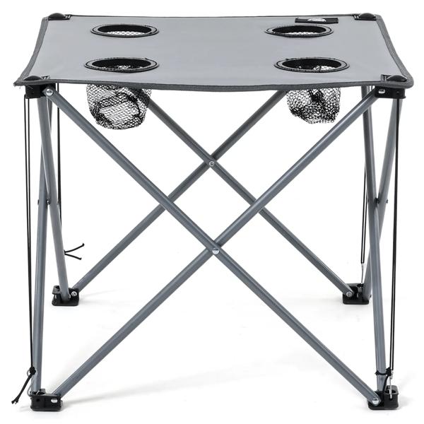 Mesa camping con posavasos