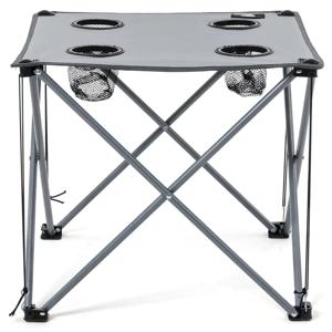 Mesa camping con posavasos