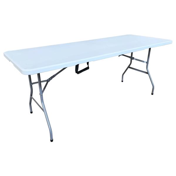 Mesa plegable rectangular blanca 70x180x74 cm