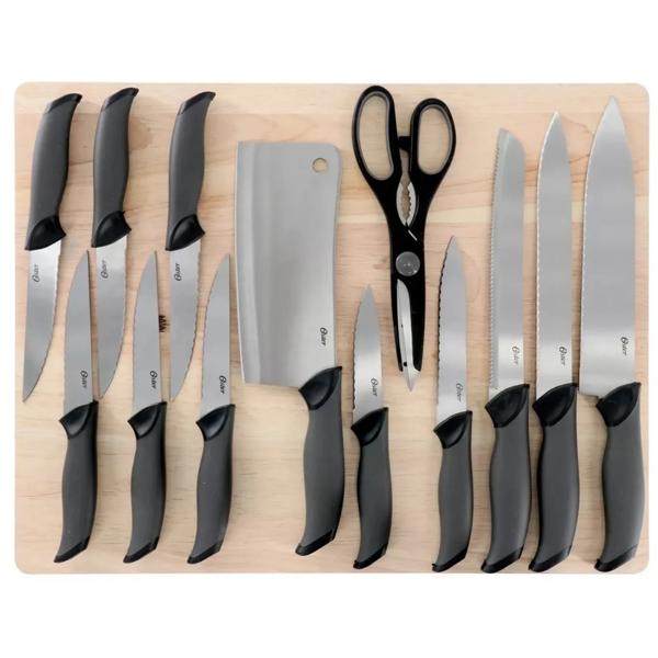 Set 12 cuchillos, tijera de cocina y tabla de picar 43x34 cm