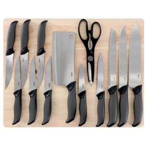 Set 12 cuchillos, tijera de cocina y tabla de picar 43x34 cm