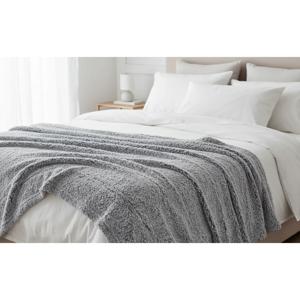 Manta de Polar Sherpa 125x150cm Gris Jaspeado
