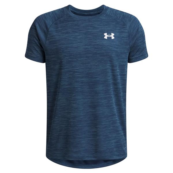 UA Tech Textured Polera Manga Corta azul para niño