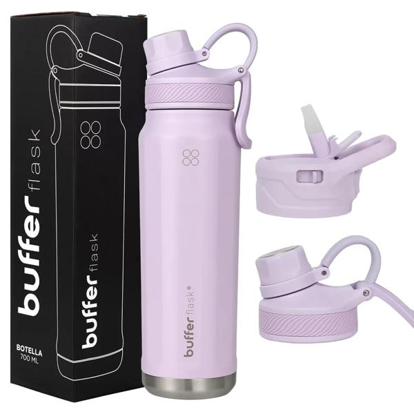 Botella Agua Térmica Buffer Paine 700ml + 2 Tapas Lilac