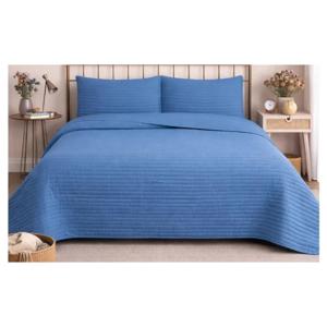 Cubrecama Quilt Reversible 2 Plazas Queen Lines Navy Blue Martiné
