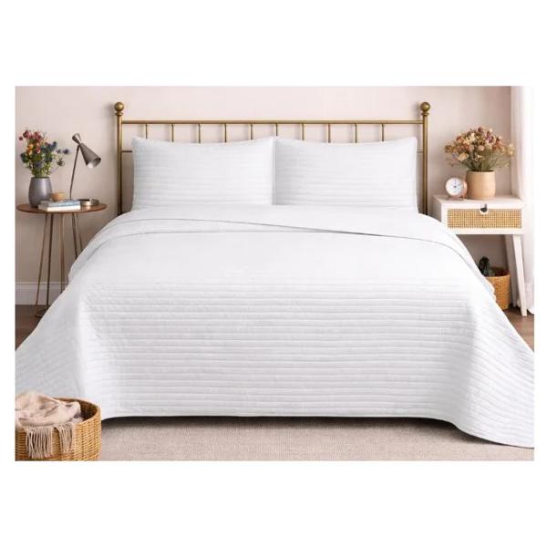 Cubrecama Quilt Reversible 2 Plazas Queen Lines White Martiné
