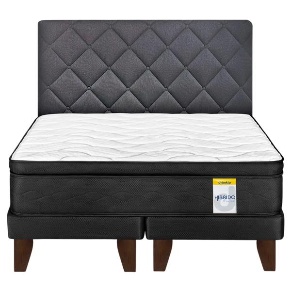 Cama europea 2 plazas Hibrido Premium base dividida con respaldo Rombo