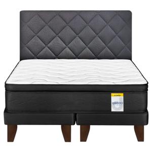 Cama europea 2 plazas Hibrido Premium base dividida con respaldo Rombo
