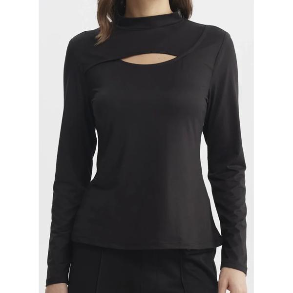 Polera Mujer Slim Cuello Apoyado Negro