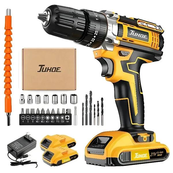 Taladro Atornillador Inalámbrico de Impacto 21V con 2 Baterías