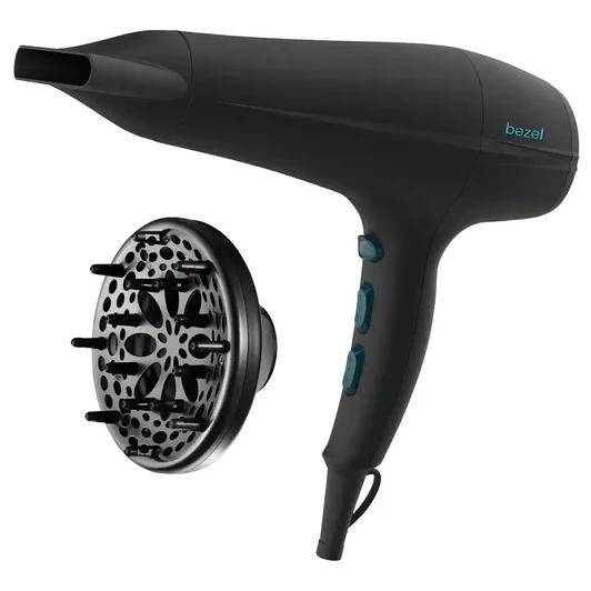 Secador de Pelo Iónico Bezel 2000 W Negro 2 Velocidades con Difusor