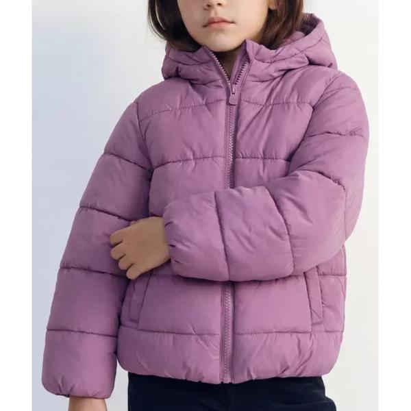 Parka Puffa con Capucha Color Sólido