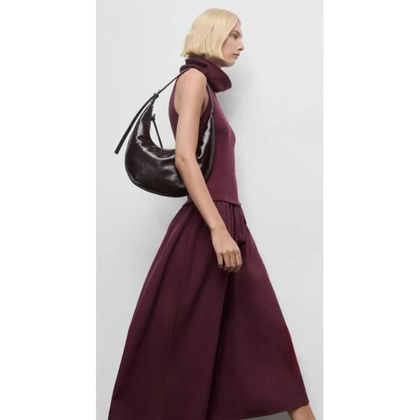 Vestido Cuello Embudo Combinado Mujer